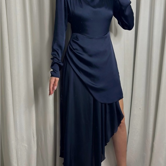 BSL Dresses & Skirts - Elegant Navy Blue Satin Dress